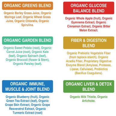 Peak Performance Organic Greens Superfood Powder Single Serve Travel Packets. Best Tasting Organic Green Juice Super Food With 25