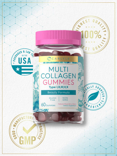 Carlyle Collagen Gummies | 60 Count | Multi Collagen Complex | Beauty Formula Supplement | Mixed Berry Flavor | Non-Gmo, Gluten