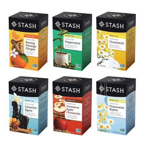 Stash Tea Relax and Unwind Tea Sampler - Assorted Specialty Tea Gift Set, Calming Herbal Teas to Support Relaxation, 7 Flavors, 35 Tea Bags