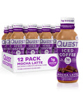 Quest Nutrition Iced Coffee, Mocha Latte, 1g of Sugar, 10g of Protein, 90 calories, 200mg of caffeine, 12 Count