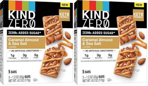 KIND ZERO Added Sugar Bars Dark Chocolate Nuts and Sea Salt Keto Friendly Snacks Gluten 5g Protein 5 Count