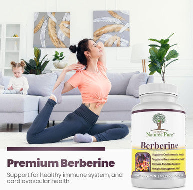 Simply Natures Pure Premium Berberine HCl 500mg - 120 Capsules Cardiovascular Gastrointestinal Immune Support Chromium Cinnamon