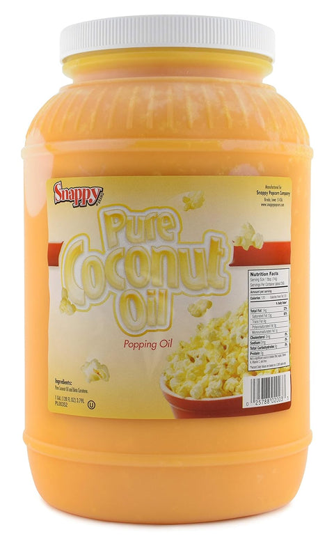 Snappy Butter Flavored Coconut Oil for Home Movie Theater Popcorn, Naturally Colored with Beta Carotene, 15 ounce, Premium Cooking Oil for Snack Preparation