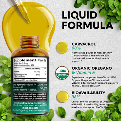 NUTRAHARMONY Organic Oregano Oil & Biotin, Collagen Drops