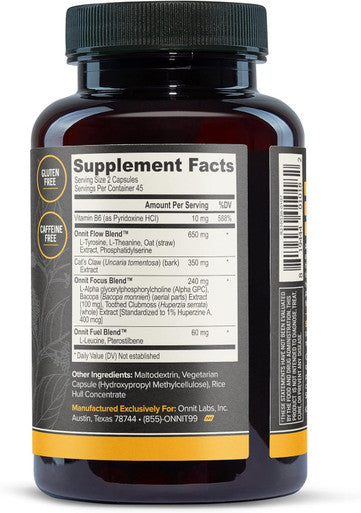 Onnit Alpha Brain Premium Nootropic Brain Supplement 90 Count for Men & Women - Caffeine- Focus Capsules for Concentration Brain Booster & Memory Support (1 Count (Pack of 90))