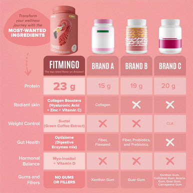 Birdman Fitmingo Vegan Protein Powder With Inositol, Collagen Boosters, Hyaluronic Acid And Vitamins Low Carb, Dairy Free, Lactose Free, Low Calorie 23G Plant Based Vanilla Protein Powder