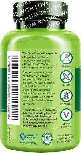 NATURELO Ashwagandha Organic Root Powder - Natural Herbs Supplement for Fatigue, Stress Relief, Mood Enhancer - with Black Pepper Extract - 90 Vegan Capsules