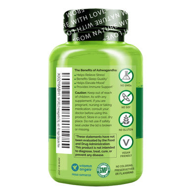 NATURELO Ashwagan Organic Root Powder - Herbs Supplement for Fatigue, Relief, Mood Enhancer - with Black Extract - 90 Vegan Capsules