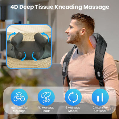 Comfier Cordless Neck Massager With Heat, 4D Kneading Neck And Shoulder Massager Deep Tissue, Shiatsu Neck Back Massager Pillow, 2 Heating Levels, Christmas Gifts For Mom Dad
