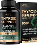 Nutraharmony Thyroid Support For Women - Selenium 200 Mcg Astragalus Zinc & Iodine L-Tyrosine Adaptogen Herbs - 21-In-1 Antioxidant & Immune Support - Made In Usa - Vegan Non-Gmo Lab Tested 60 Capsules