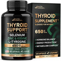 Nutraharmony Thyroid Support For Women - Selenium 200 Mcg Astragalus Zinc & Iodine L-Tyrosine Adaptogen Herbs - 21-In-1 Antioxidant & Immune Support - Made In Usa - Vegan Non-Gmo Lab Tested 60 Capsules