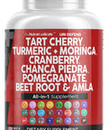 Tart Cherry Extract Capsules 20,000Mg With Turmeric 8000Mg Moringa 4000Mg Cranberry 2000Mg Chanca Piedra Celery Quercetin Beet