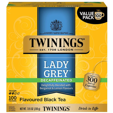 Twinings Lemon & Ginger, Caffeine-Free Herbal Tea Bags, 100 CT Box (1 Pack) | Spicy & Tangy, Ginger, Lemon Peel, Lemongrass, Blackberry Leaves, Soothe Digestion, 100 Foil Lined Individually Wrapped Bags
