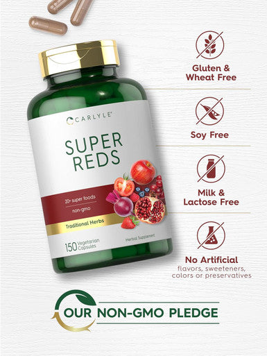 Carlyle Super Reds Capsules | 150 Count | Superfoods Supplement | Vegetarian & Non-GMO