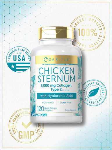Carlyle Chicken Sternum Cartilage Collagen | Type Ii 3000Mg | 120 Capsules | With Hyaluronic Acid | Non-Gmo, Gluten Free