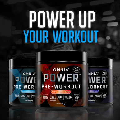 OMNIA Power Pre Workout Powder - Energy Drink with Creatine Monohydrate, Beta Alanine, Caffeine and Citrulline, Physical Performance for Gym or Sports, 40 Servings - Tropical Punch Surge