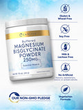 Magnesium Bisglycinate Powder | 250Mg | 10 Oz | Vegetarian, Non-Gmo, & Gluten Free Supplement | By Carlyle