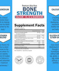 Bone Strength Calcium Supplement - With Calcium, Vitamin D3, K2, C, Magnesium, Zinc - 8 Bone-Building Nutrients, High Absorption, Non-Constipating Formula - 120 Veggie Capsules For Optimal Bone Health