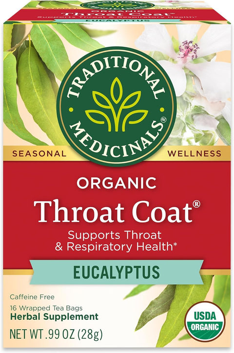 Traditional Medicinals Organic Throat Coat Eucalyptus, 16 Tea Bags