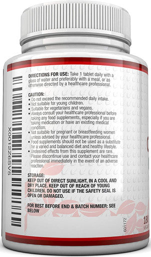 Cranberry Tablets 10,000mg - 180 Vegan Tablets with Vitamin C - High Strength Cranberry Extract