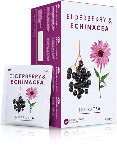 Nutra Tea - Elderberry & Ecea Tea | Elderberry Tea - Immunity Tea | Immune Tea - 20 Tea Bags - Herbal Tea