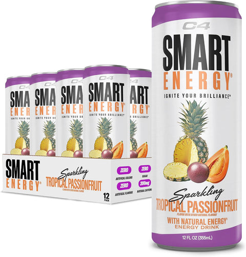 Cellucor C4 Smart Energy Drinks Variety Pack, Sugar Free Performance Fuel & Nootropic Brain Booster, Coffee Substitute or Alternative, 4 Flavor Tropical Oasis Variety 12 Pack