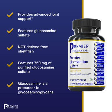 Premier Research Labs Glucosamine Sulfate - Supports Targeted Joints, Ligament & Connective Tissues - Non-Gmo, Shellfish Free