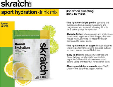 SKRATCH LABS Sport Hydration Drink Mix Electrolyte Powder (Lemon Lime)