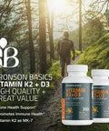 Bronson Vitamin K2 D3 (MK7) Supplement Non-GMO Formula 5000IU (125 mcg) Vitamin D3 & 90 mcg Vitamin K2 MK-7 Easy to Swallow Vitamin D & K Complex, 360 Tablets