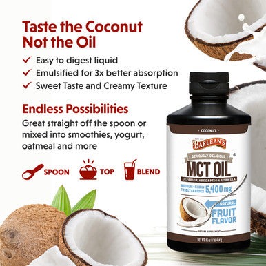 Barlean's Mct Oil Supplement Coconut Flavored For Keto Coffee Emulsified Creamy Liquid Syrup With 5 400Mg Plant-Based Mct'S To Support Energy Focus And Wellness 16 Oz