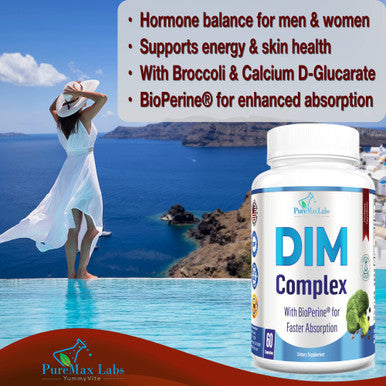 YUMMYVITE Dim Supplement - 150Mg Dim (Diindolylmethane), Broccoli, Calcium D-Glucarate & Bioperine - Hormone Balance For Men & Women, Estrogen, Menopause Balance - 60 Capsules