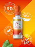 Carlyle Liquid Vitamin D3 5000 IU (125 mcg) 2 oz Vegetarian, Non-GMO, and Gluten Free Supplement Vitamin D Liquid Drops for Adults