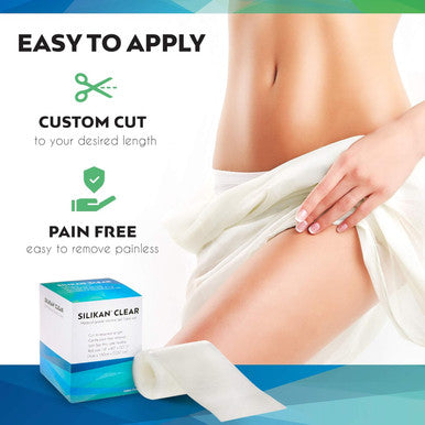 Clear Gel Silicone Scar Tape-See Through Silicon Medical Grade Stripsscar Repair Sheet Transparent Burn Breast Face Discover Acne Scars Solution Removal Must Haves-5 Foot Roll-No Messy Cream Silikan