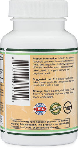 Double Wood Supplements Luteolin Supplement 100mg Servings 120 Capsules