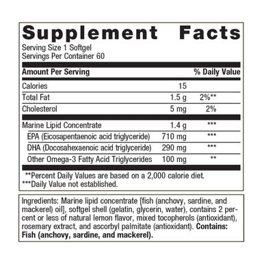 Metagenics OmegaGenics EPA-DHA 1000 Omega-3 Oil Daily Supplement to Support Cardiovascular Musculoskeletal & Immune System Health 60 count