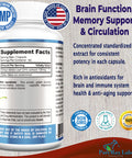 YUMMYVITE Ginkgo Biloba Capsules - Supports Brain Function, Memory Support & Circulation, Extra Strength Standardized Extract - 60 Capsules