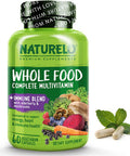 NATURELO Whole Food Multivitamin + Immune Blend with Elderberry & Mushrooms - Complete Multivitamin with Extra Immune Support - C , D3 , Zinc , Elderberry , Reishi , Shitake - 60 Vegan Capsules