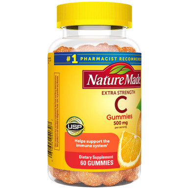 Nature Made Extra Strength Vitamin C Gummies 500Mg 60 Count For Immune Support Antioxidant Support Collagen Support For Skin Health Tangerine