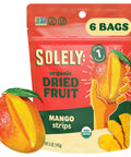 SOLELY - Organic Dried Mango Strips (5 oz Resealable Bags, Pack of 6) - Real Fresh Fruit - 1 Ingredient - Healthy Snacks for Adults & Kids - Non GMO, Vegan Snacks, Shelf Stable - 6 Bags (30 oz)