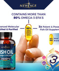 Omega 3 Fish Oil 2500mg Supplement by New Age - 2 Pack ÃƒÂ¢Ã¢â€šÂ¬Ã¢â‚¬Å“ Immune & Heart Support ÃƒÂ¢Ã¢â€šÂ¬Ã¢â‚¬Å“ Promotes Joint, Eye, Brain & Skin Health - Non GMO 180 Softgels - EPA, DHA Fatty Acids Gluten Free