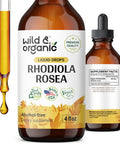 Wild & Organic Rhodiola Rosea Tincture - Rhodiola Rosea Supplement For Mood Support - Rhodiola Extract Liquid Drops - Vegan Alcohol Free - 4 Fl Oz