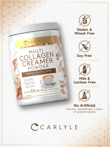 Carlyle Collagen Creamer 8.8Oz | Vanilla Multi Collagen Powder | Non-Dairy Supplement | Non-Gmo, Gluten Free | By Carlyle