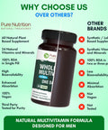 Pure Nutrition Whole Food Multivitamins for Men 90 Tabs OneADay 100% RDA 24 Natural Vitamins and Minerals All Natural Plant Based Men's Multivitamin 3 Months Supply
