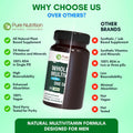 Pure Nutrition Whole Food Multivitamins for Men 90 Tabs OneADay 100% RDA 24 Natural Vitamins and Minerals All Natural Plant Based Men's Multivitamin 3 Months Supply