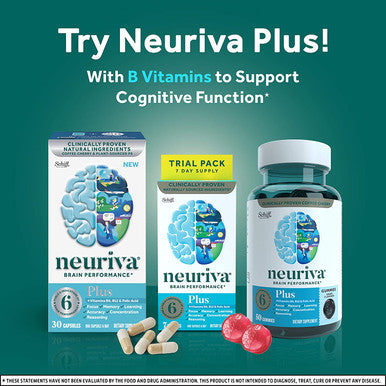 NEURIVA Original Brain Performance 30 count Brain Support Supplement With Natural Ingredients 1 ea Pack of 3