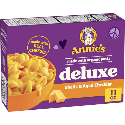 Annie's Homegrown Creamy Deluxe Shells & Real Aged Cheddar Sauce Macaroni, 11 oz, Packaging may vary