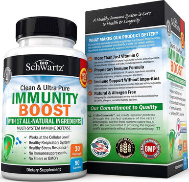 Bioschwartz Immune Support Supplement With Vitamin C 1000Mg Zinc Elderberry Extract Ginger Bee Propolis Beta Carotenes, Immunity Boost For Adults, Immune Defense Antioxidant Vitamins, 90 Capsules