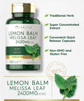 Carlyle Lemon Balm Capsules | 200 Count | Non-GMO and Gluten Formula | Melissa Leaf Traditional Herbal Supplement | Super Concentrated Extract