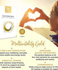 Healthspan Multivitamin Gold (180 Tablets) A-Z Formulation Wellbeing and Immune Support Algal Source Vitamin D3 Vitamins A, B, C, D, E and K Calcium Iron Magnesium Selenium and Zinc Vegan
