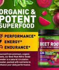 Built Nature Beet Root Nitric Oxide Powder Supplement - Organic Beetroot Super Food Performance Booster For Circulation, Energy, Stamina, Blood Flow And Heart Health - Vegan, Non-Gmo - Berry Flavor - 30 Servings